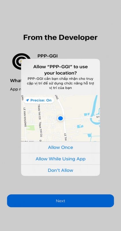 Cho phép ứng dụng PPP-GGI truy cập